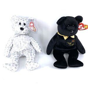 Beanie Babies The Beginning The End Bears 1999 2000 Y2K Lot of 2